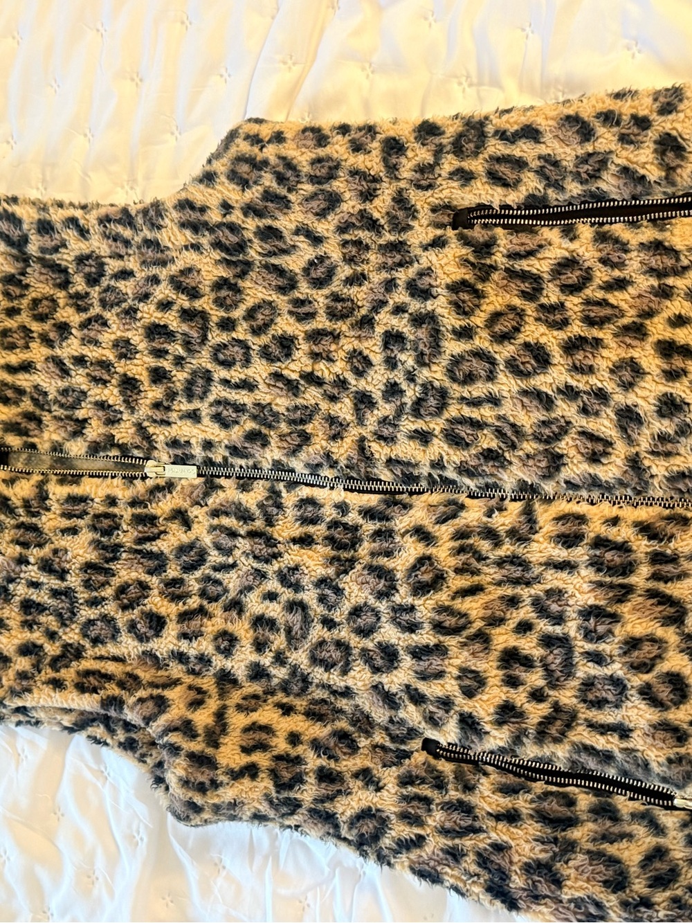 Calvin Klein Leopard Print Faux Fur Jacket - Beige/Black